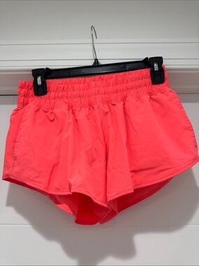 Offline by Aerie Coral Elastic-Waist Running Shorts